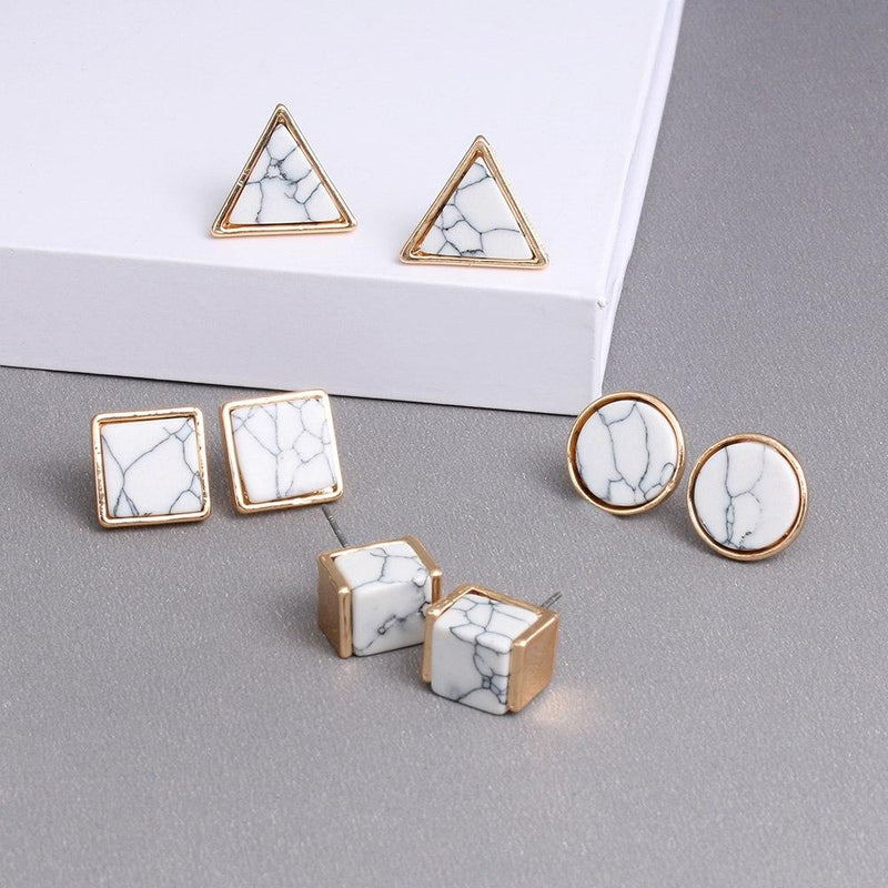 Marble Stud Earrings - Mimic Apparel