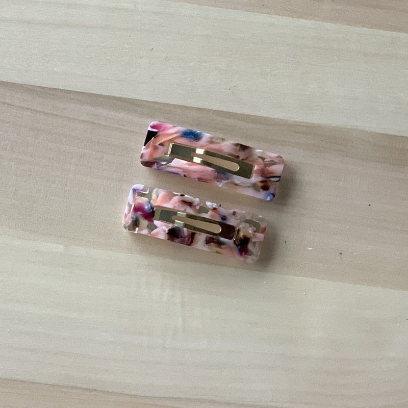 Barrettes Pink Marble (2 pack) - Mimic Apparel