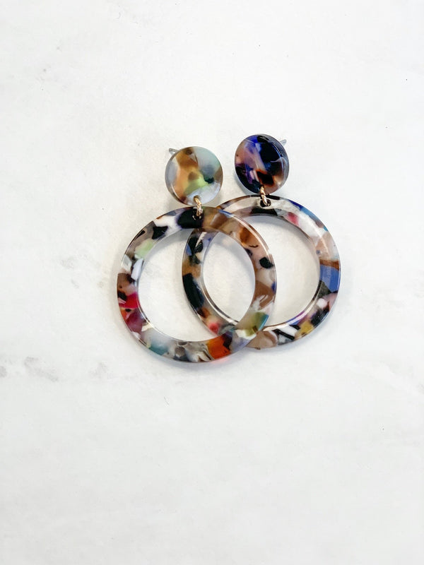 Resin Circle Drop Earrings - Mimic Apparel