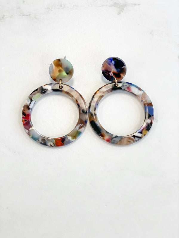 Resin Circle Drop Earrings - Mimic Apparel