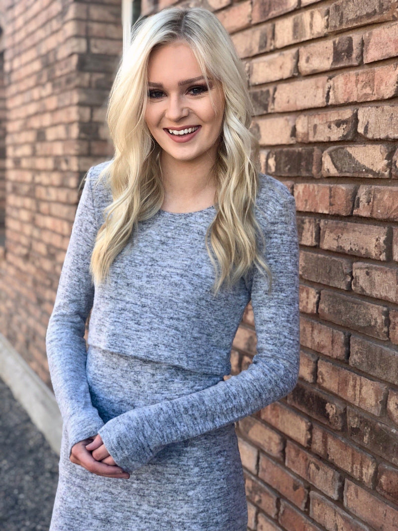 Grey Knit Dress - Mimic Apparel