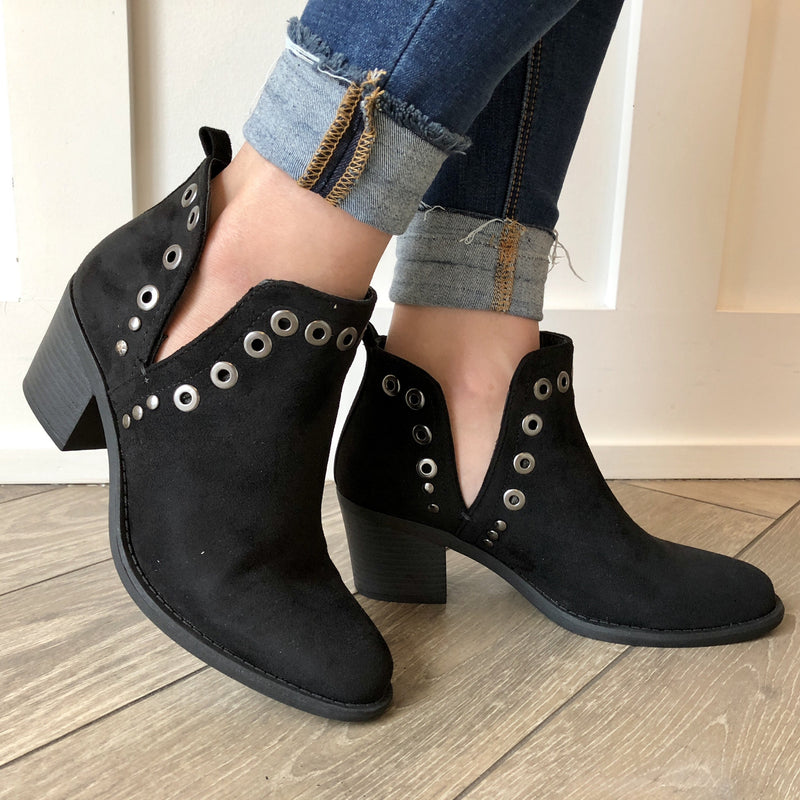 Black Grommet Bootie - Mimic Apparel