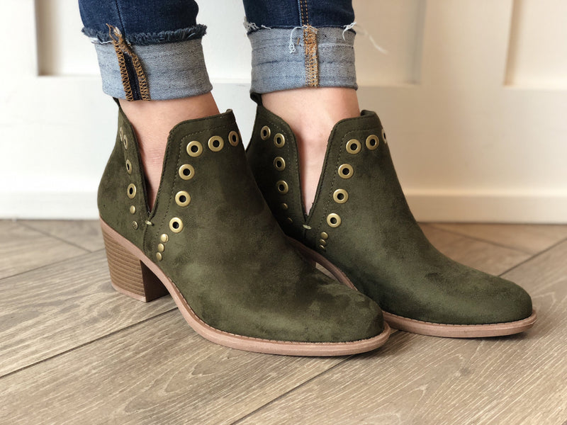 Olive Grommet Bootie - Mimic Apparel