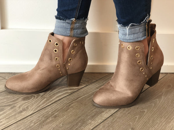 Taupe Grommet Bootie - Mimic Apparel