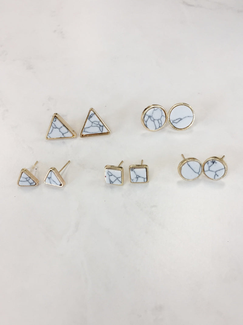 Marble Stud Earrings - Mimic Apparel