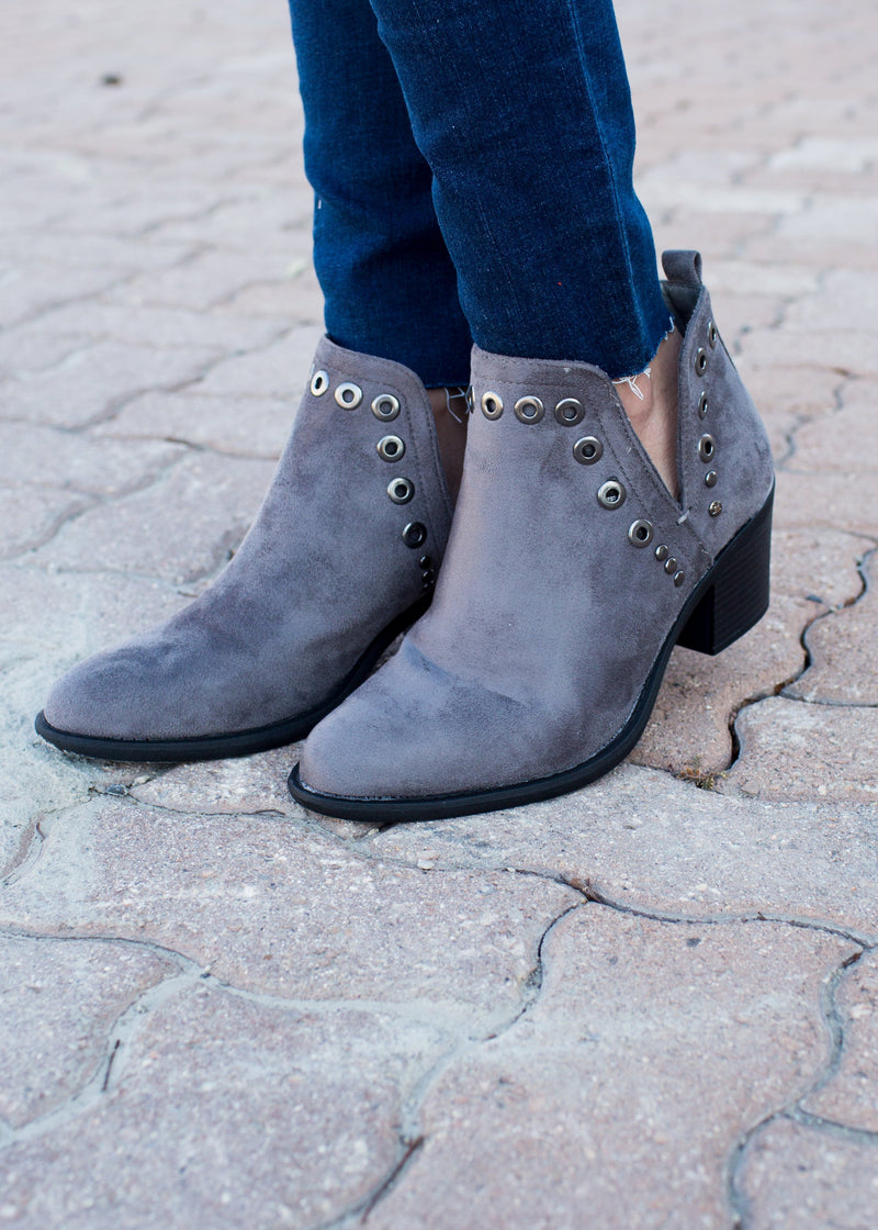 Grey Grommet Bootie - Mimic Apparel