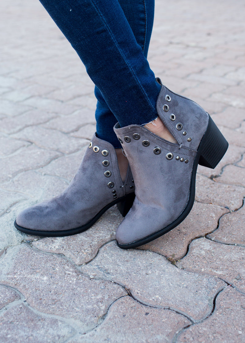 Grey Grommet Bootie - Mimic Apparel