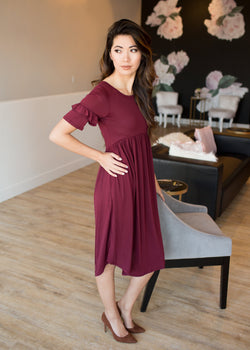 Audrey Ruffle Sleeve Dress - Mimic Apparel