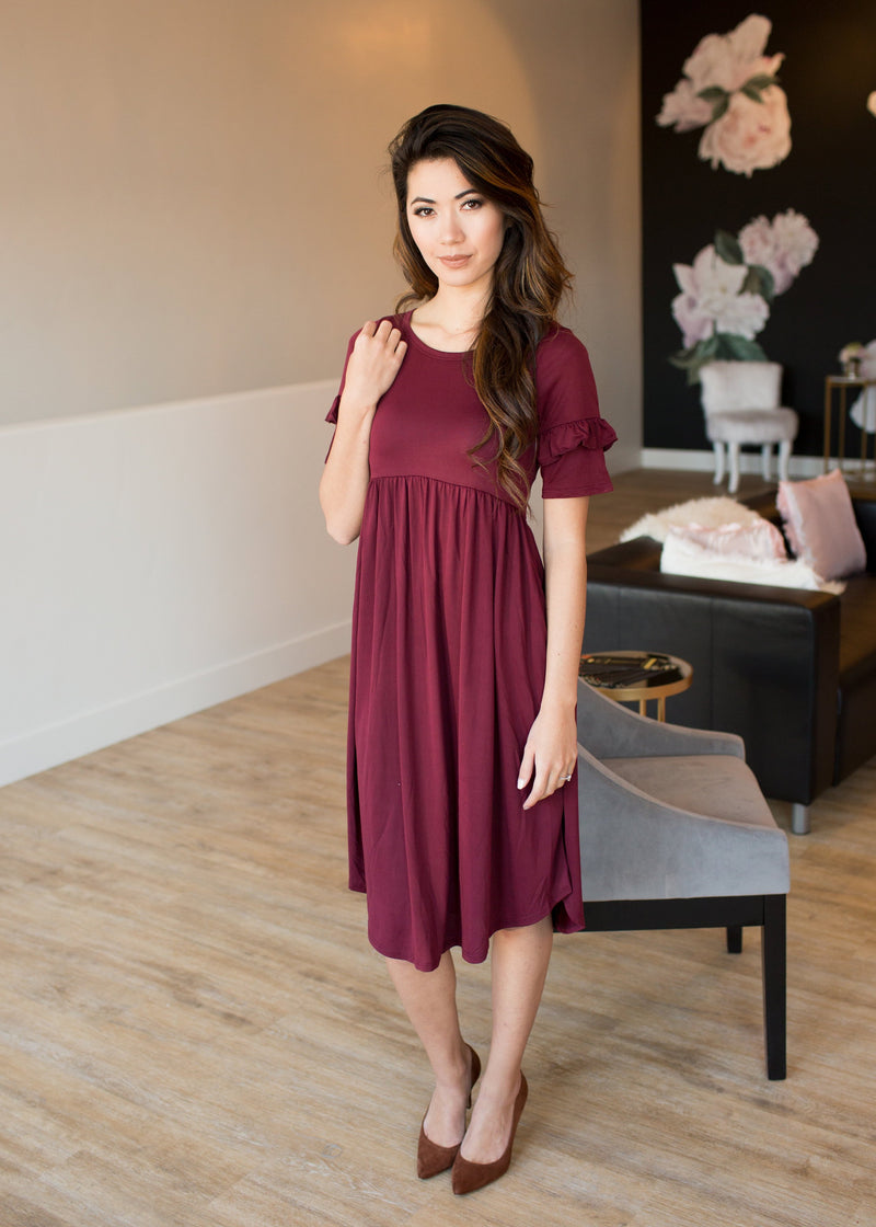 Audrey Ruffle Sleeve Dress - Mimic Apparel