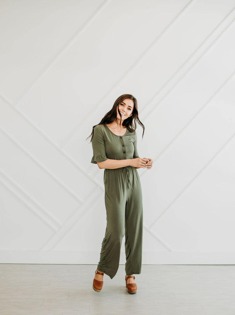 Green Ruffle Sleeve Jumper - Mimic Apparel