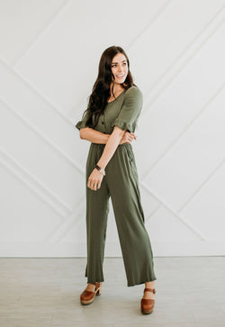 Green Ruffle Sleeve Jumper - Mimic Apparel