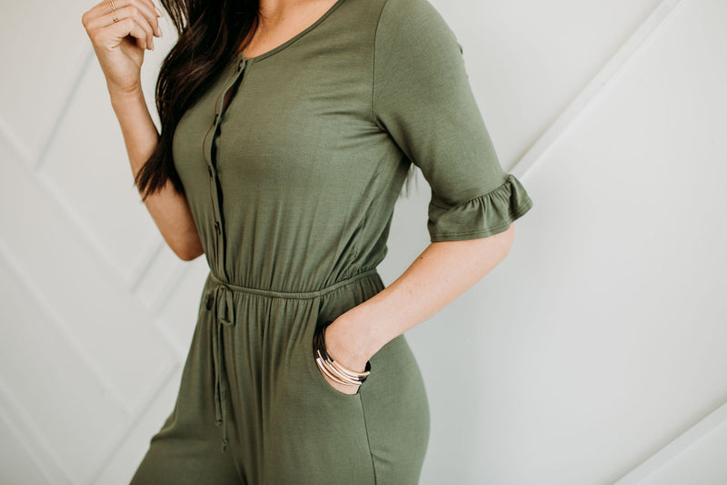 Green Ruffle Sleeve Jumper - Mimic Apparel