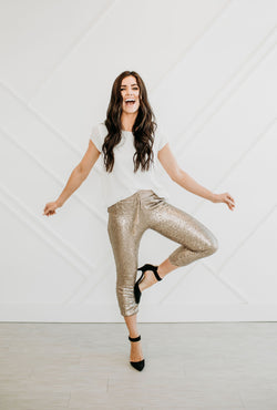 Champagne Sequined Joggers - Mimic Apparel