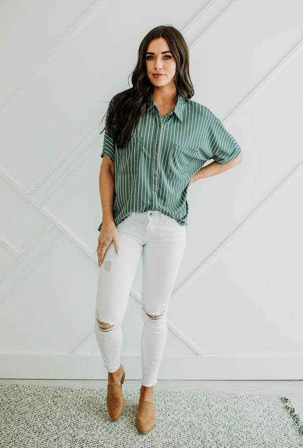 Jillian Striped Button Up - Mimic Apparel