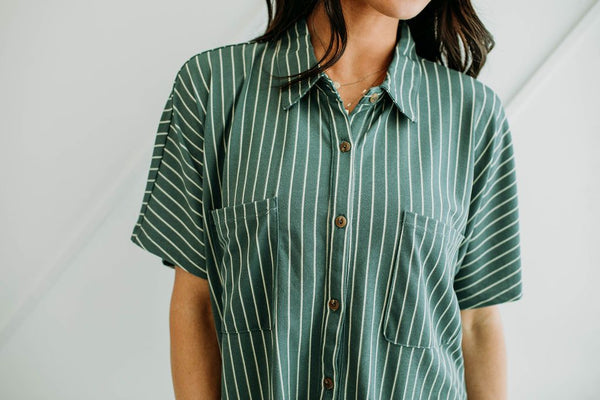 Jillian Striped Button Up - Mimic Apparel