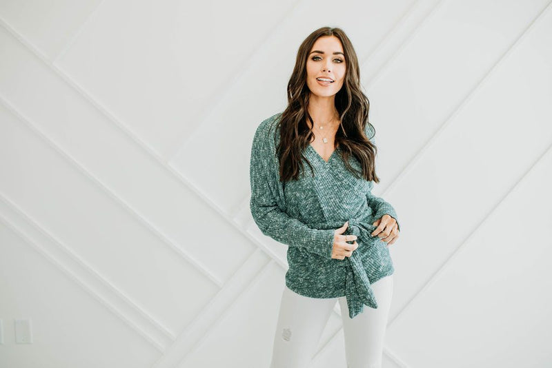 Teal Wrap Sweater - Mimic Apparel