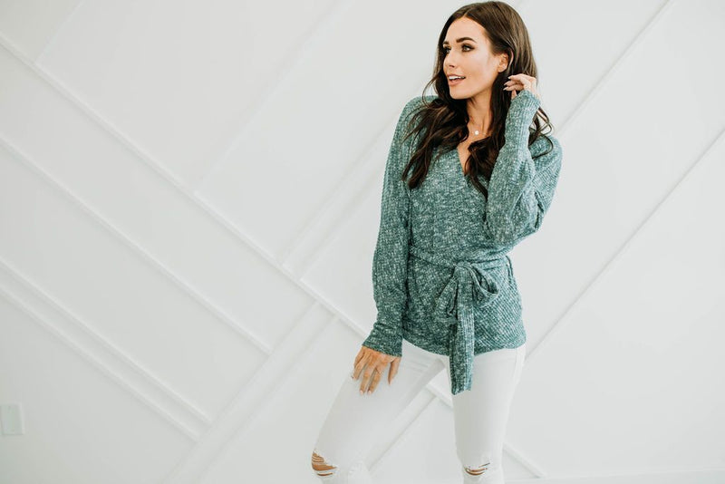 Teal Wrap Sweater - Mimic Apparel