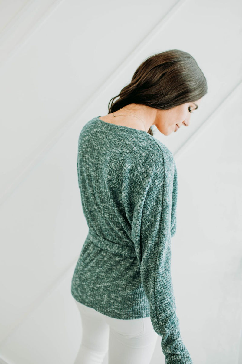 Teal Wrap Sweater - Mimic Apparel