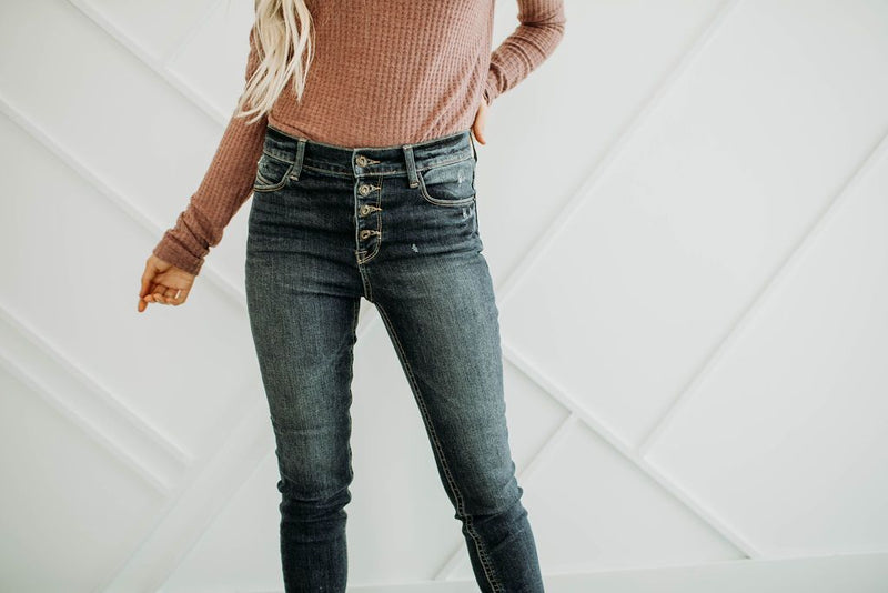 Daphne Button Front Jean - Mimic Apparel