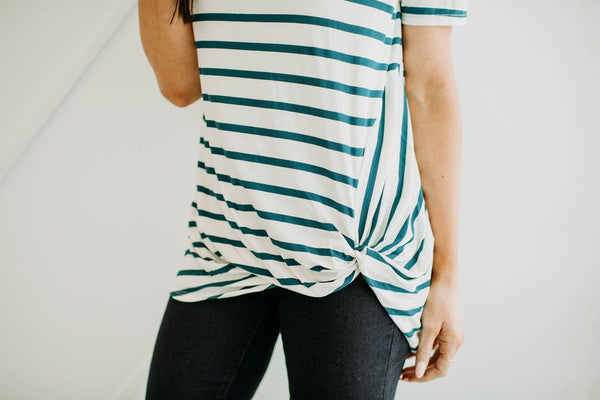 Teal Stripe Basic Tee - Mimic Apparel