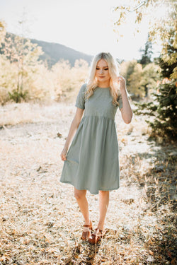 Sage Floral detail dress - Mimic Apparel