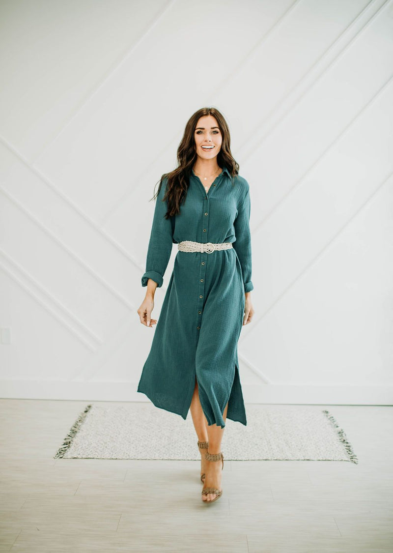 Teal Shirt Dress - Mimic Apparel