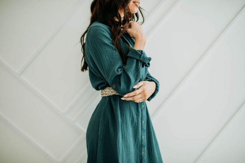 Teal Shirt Dress - Mimic Apparel