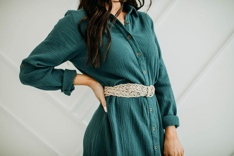 Teal Shirt Dress - Mimic Apparel