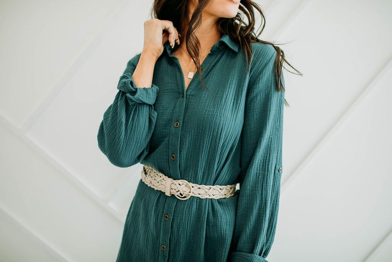 Teal Shirt Dress - Mimic Apparel