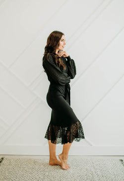 Lana Lace Detail Dress in Black - Mimic Apparel