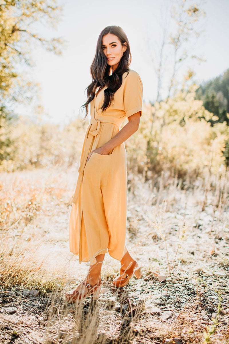 Fields of Gold Wrap Dress - Mimic Apparel