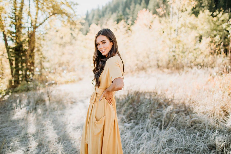 Fields of Gold Wrap Dress - Mimic Apparel