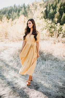 Fields of Gold Wrap Dress - Mimic Apparel