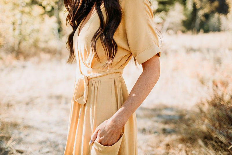 Fields of Gold Wrap Dress - Mimic Apparel