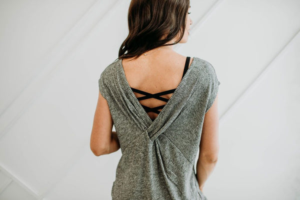 Gray Twistback Top - Mimic Apparel