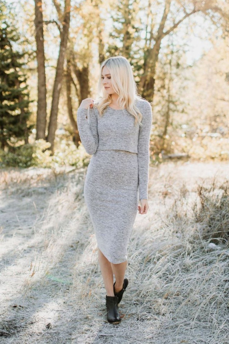 Grey Knit Dress - Mimic Apparel