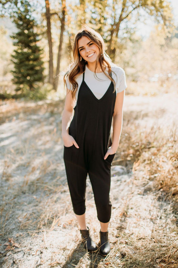 Jump into Comfort Jumpsuit (Black) - Mimic Apparel