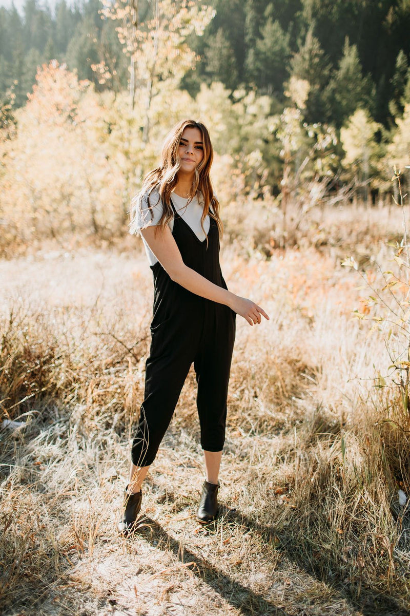 Jump into Comfort Jumpsuit (Black) - Mimic Apparel