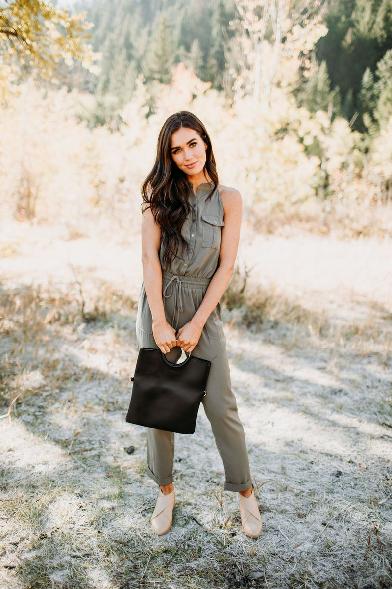 Military Chic Sleeveless Jumpsuit - Mimic Apparel