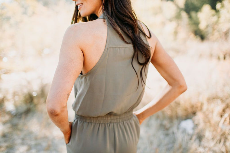 Military Chic Sleeveless Jumpsuit - Mimic Apparel