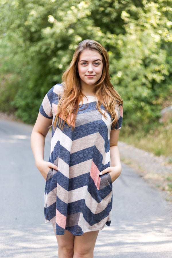 Cassidy Chevron Dress - Mimic Apparel